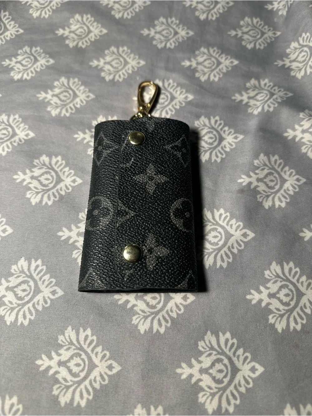 Louis Vuitton Black Monogram Key Pouch with Gold Hardware